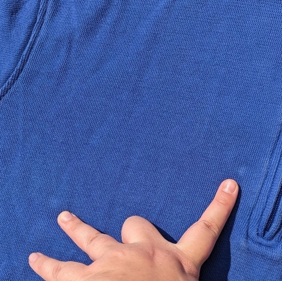 Vintage Brown Golf Eagle's Pointe Golf Club Blue & White 1/4 Zip Sweater Men's L - Picture 5 of 9